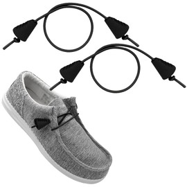 UamGlsob Elastic Shoelaces for Hey Dude, No Tie Bungee Stretchy Shoe Laces, Stretch Replacement Strings kit (Black, 12"/30cm)