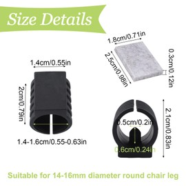 UFURMATE 40Pcs Chair Pad with Locating Peg Plastic Chair Leg Floor Protectors with Felt Pads 16mm Non-Slip Chair Legs Tips Caps for Round Sled Base Chair Leg (Black)