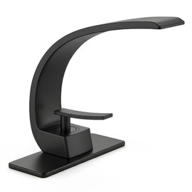 HOMHII Single Handle Bathroom Sink Faucet 1 or 3 Hole, Modern Design Bathroom Vanity Faucet with Deck Plate, Hoses for Vanity, Basin, Rv, Lavatory Sink (Black)