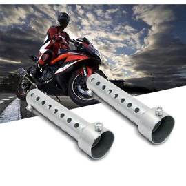 Baceyong 2 Piece Motorcycle Muffler DB Killer Exhaust Pipe Deflector Exhaust Muffler Muffler 35mm - Silver