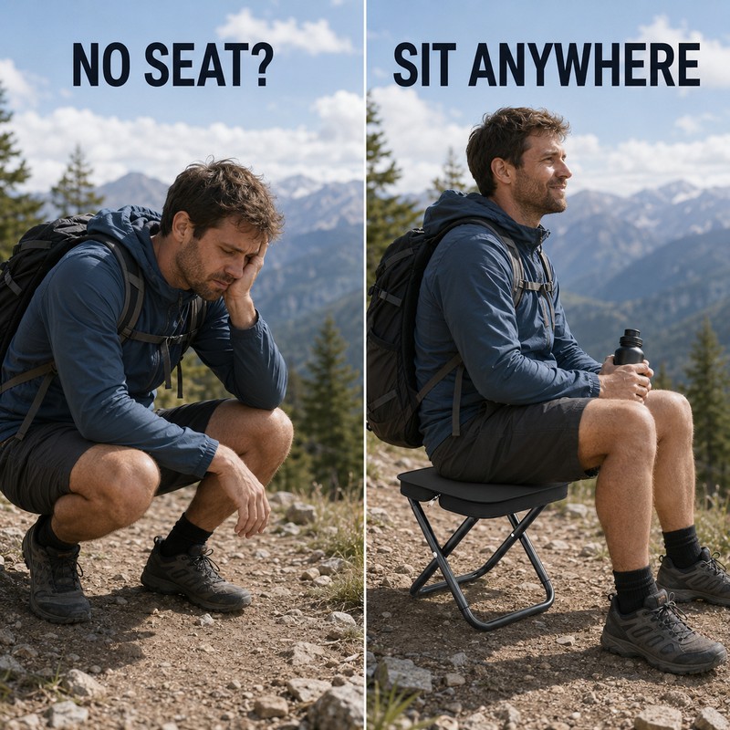 Portable Folding Camping Stool with Carry Pouch, 120 kg Capacity
