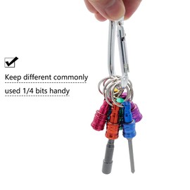 Saipor 7pcs Portable Keychain Drill Screwdriver Bit Holder Aluminum Alloy Key Ring Quick Release Screw Bit Holder Extension Bar Drill Screw Adapter for 1/4inch Hex Shank
