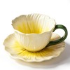 Decorative Ceramic Flower Coffee Cup Set, 5.5 Inch, Peony Floral