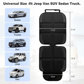 NEWFOM Car Seat Protector, 2 Pack Baby CarSeat Protector with Mesh Pockets & Non-Slip Backing 600D Durable Seat Cover Under Baby Child Car Seat, (Black, Standard)