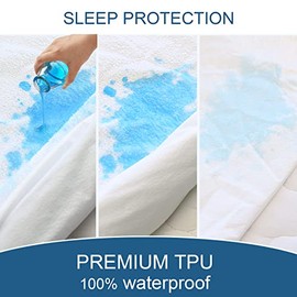 Protector de colchón de tamaño Queen, impermeable, sábana bajera absorbente, funda de colchón de 18 pulgadas de profundidad, tamaño queen, protector  