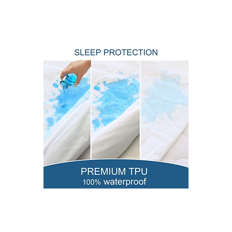 Protector de colchón de tamaño Queen, impermeable, sábana bajera absorbente,