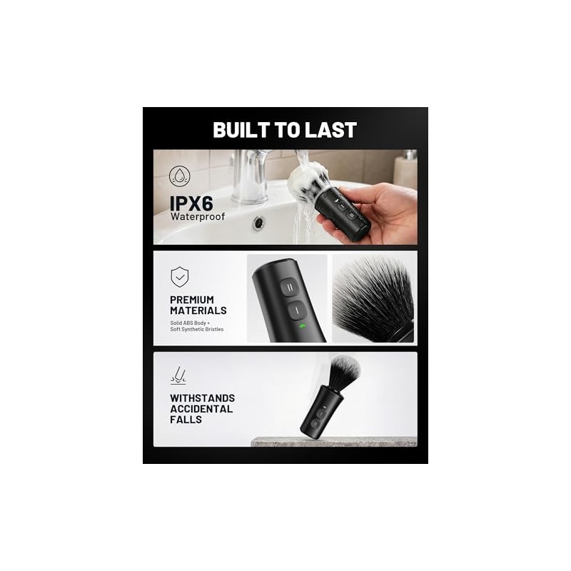 KAUGIC Shaving Brush with Bowl, Synthetic Bristles, Fast Spin-Drying, IPx6