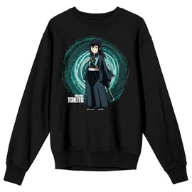 Bioworld Demon Slayer Muichiro Tokito Crew Neck Long Sleeve Black Adult Sweatshirt-XL