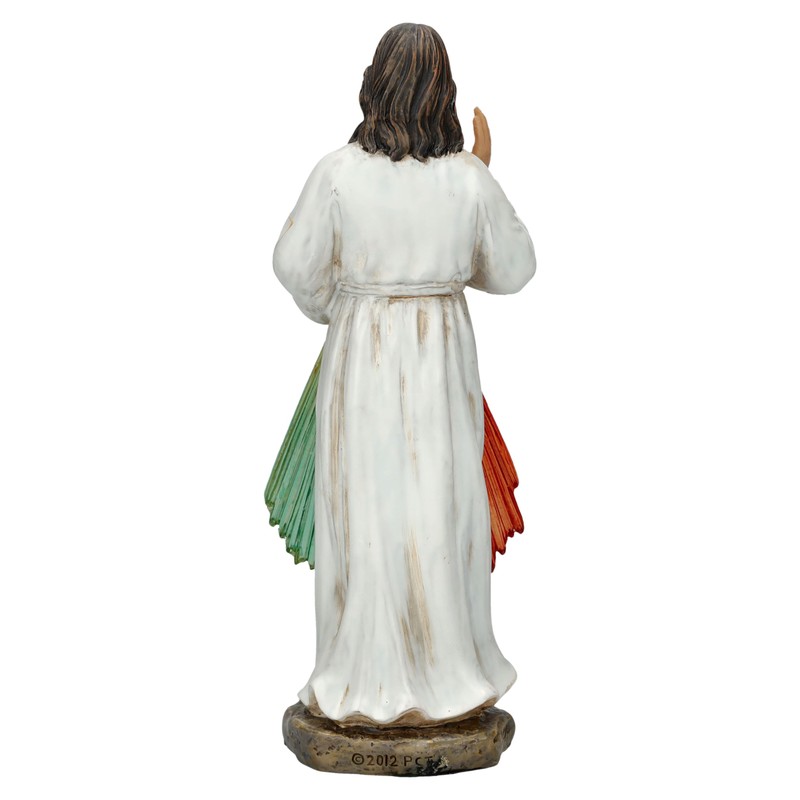 Jesus Divine Mercy Figurine, 15 cm, Hand-Painted, Resin, Blessing Gesture