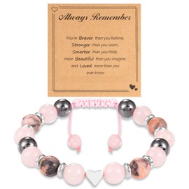 LAXPICOL Birthday Gifts For Women, Adjustable Beaded Bracelet For Girls,Beaded Bracelets with Heart Shaped Pendant, Crystal Stretch Bracelet Birthday Gift For Daughter/Teen Girl Girls(Pink)