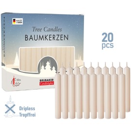 BRUBAKER Tree Candles - Pack of 20 - Champagne - 3¾ x ½ Inches (9.5 x 1.27cm) - Made in Europe - Pyramids, Carousels & Chimes