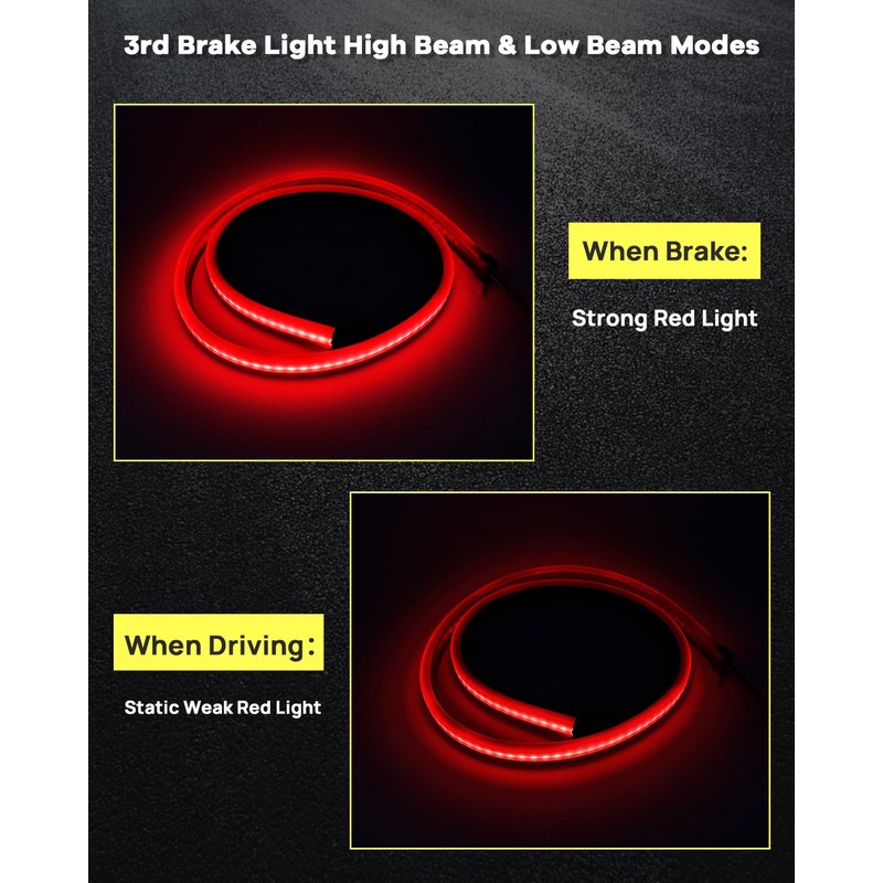 Defvnsy Rear Tail Brake Light Strip 100CM 39.4" Multifunction Third