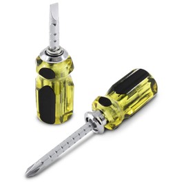LDEXIN 2Pcs Stubby Screwdrivers, Dual End & Adjustable Length, Magnetic Slotted and Phillips Screwdriver, 6.3 x 85mm Bit