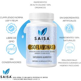SAISA HERBAL Isoflavonas de Soya + Myo + D-Chiro Inositol, 60 Cápsulas | Suplemento Alimenticio | Bienestar Femenino y Equilibrio Natural