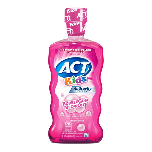 ACT Kids Anticavity Fluoride Rinse, Bubble Gum Blow Out 16.9 oz (Pack of 4)