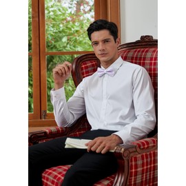 Enlision Men's Bow Tie with Pocket Square - Bow Ties for Men Wedding Pre-Tied Bow Suit Bow Tie and Handkerchief Set with Gift Box, lilac