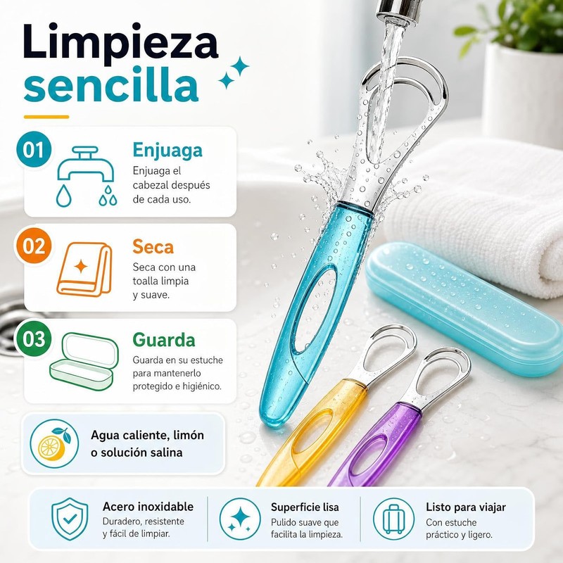 Raspador de Lengua de Acero Inoxidable - Set de 3