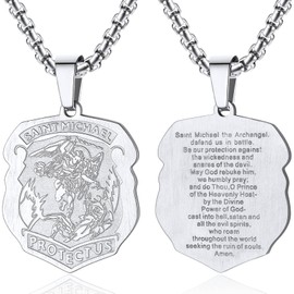 ChainsPro St Michael Pendant with Chain Men Stainless Dog Tags Men Saint Michael Medallion
