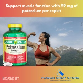 Spring Valley Potassium 99mg- 500 Caplets (Pack of 1), Boxed by Fusion Shop Store