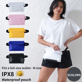 MAISON DE UN MAILLOT Waterproof Bag, Waterproof Pouch IPX8, Sea, Pool, Fully Waterproof, Waist Pouch [with Width, Not Transparent] Sacoche, Bicycle, Motorcycle, Fishing, Swimsuit Holder, white, M