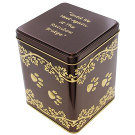 Large Rainbow Bridge Paw Print Economy Pet Cremation Urn Tin - 85 Cubic Inch Capacity for a Pet Weighing up to 70 Pounds - Pet Memorial Urn Tin for Ashes
