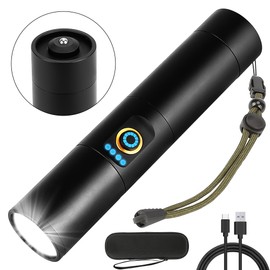Rechargeable Flashlights High Lumens, 2000 Lumen Super Bright Flashlight, 5 Modes Handheld Powerful USB C Emergency LED Flash Lights Battery Powered for Night Walking Camping Car Outdoor Hiking Home