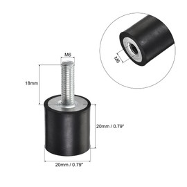 sourcing map M6 Rubber Mounts, 5pcs Male/Female Vibration Isolator Shock Absorber, for Garage Motor Air Compressor Car Boat Bobbins, D20mmxH20mm