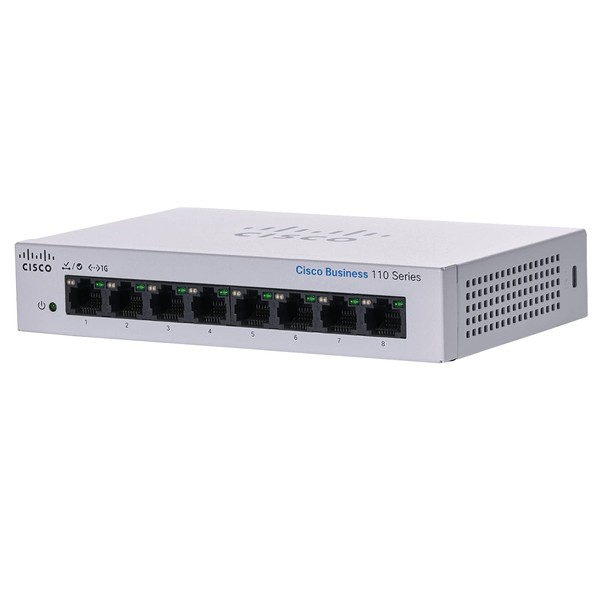 Cisco Systems CBS110-8T-D Switching Hub, 8-Port, Gigabit, Metal Encasing, No Configuration Required, Quiet Fanless, Domestic Authorized Dealer Product, For Corporates, Limited Lifetime Warranty