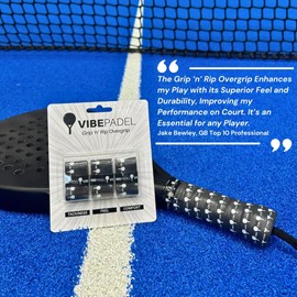 VIBEPADEL - Grip 'n' Rip Padel Overgrip - Non Slip Tacky Feel Overgrip for Padel Racket, Pickleball, Squash, Badminton - 3 Pack - Multiple Colours (Black & White Vibes Pack) - Ideal Padel Racket Gift
