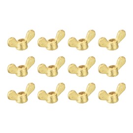 sourcing map Brass Wing Nuts, M5 Butterfly Nut Hand Twist Tighten Fasteners for Furniture, Machinery, Electronic Equipment, 12Pcs
