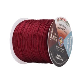 Mandala Crafts Nylon Satin Cord - 0.8mm Nylon Cord for Jewelry Making - 0.8mm Cord Nylon String for Bracelets Making - 109 Yds Maroon Strings Rattail Chinese Knotting Cord