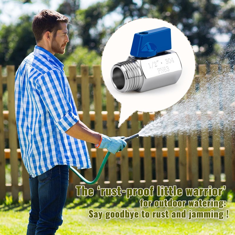 2 Pack 1/2" Mini Ball Valve, 304 Stainless Steel Valve