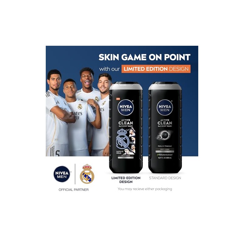 NIVEA Men Active Clean Body Wash, 16.9 Ounce