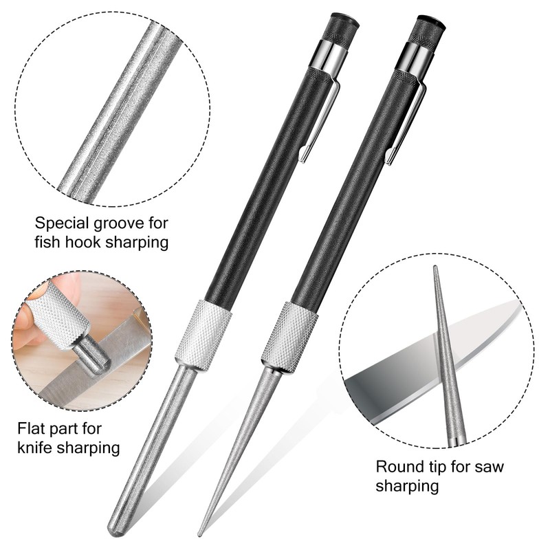 Honoson 2 Pieces Diamond Retractable Knife Sharpener Steel Sharpening Rod
