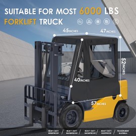 Forklift Cover 600D,Heavy Duty Waterproof Fabric+EVA Transparent,Suitable for Forklifts Weighing Up to 6,000lbs, All Weather Protection