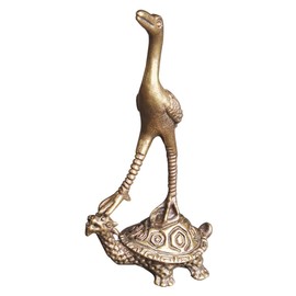 Mobestech Brass Turtle Crane Statue Retro Tortoise Ornament for Home Decor Elegant Desktop Adornment Creative Design for Office Showcase Craftsmanship