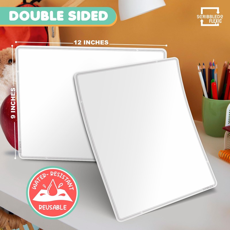 SCRIBBLEDO Small White Board Dry Erase Sheets 9”x12” for Kids