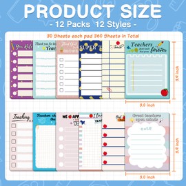 12 Pcs Teacher Notepads Teacher to Do List Sticky Notes Motivational Memo Pads Teacher Appreciation Gifts Paper Stationery Organizer Supplies for School Office Daily Use Cute