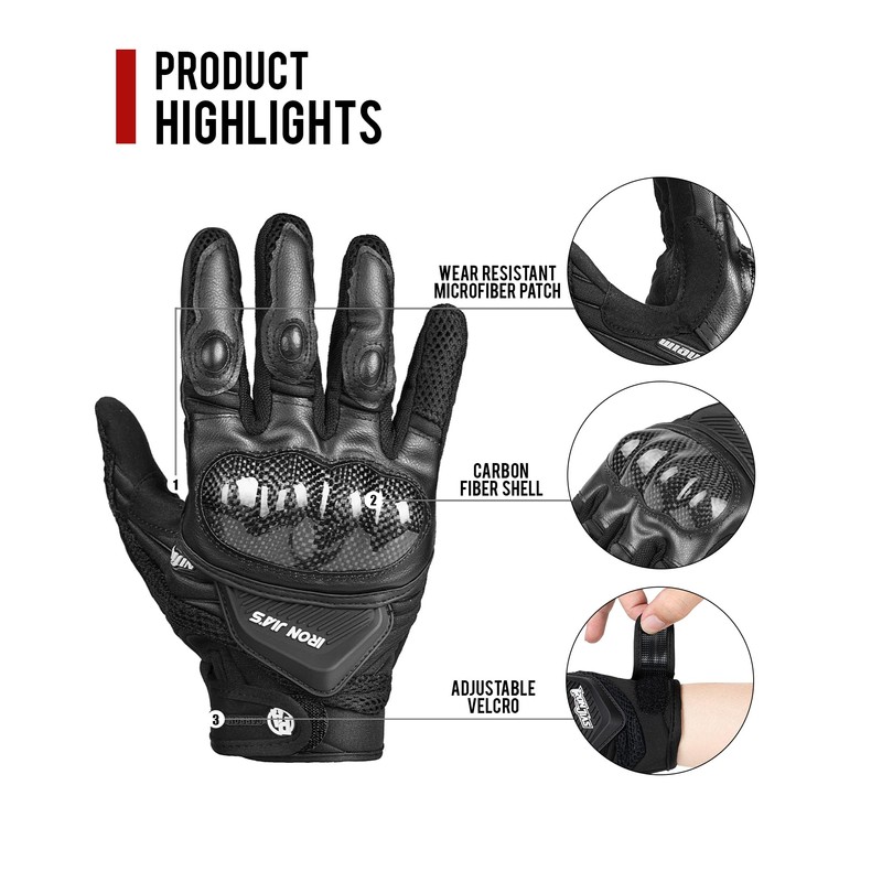 BORLENI Motorcycle Gloves Touch Screen for Men Women Padding Hard