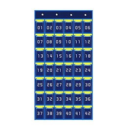 Muka Numbered Pocket Chart, Wall Pocket Organizer for Cell Phones Calculator Holders, 42 Pockets