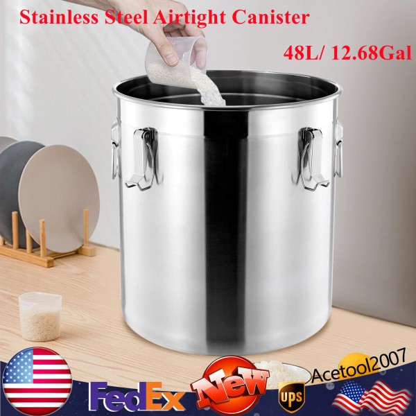 Unbranded 48L Stainless Steel Airtight Container Rice Cereal Grain Container