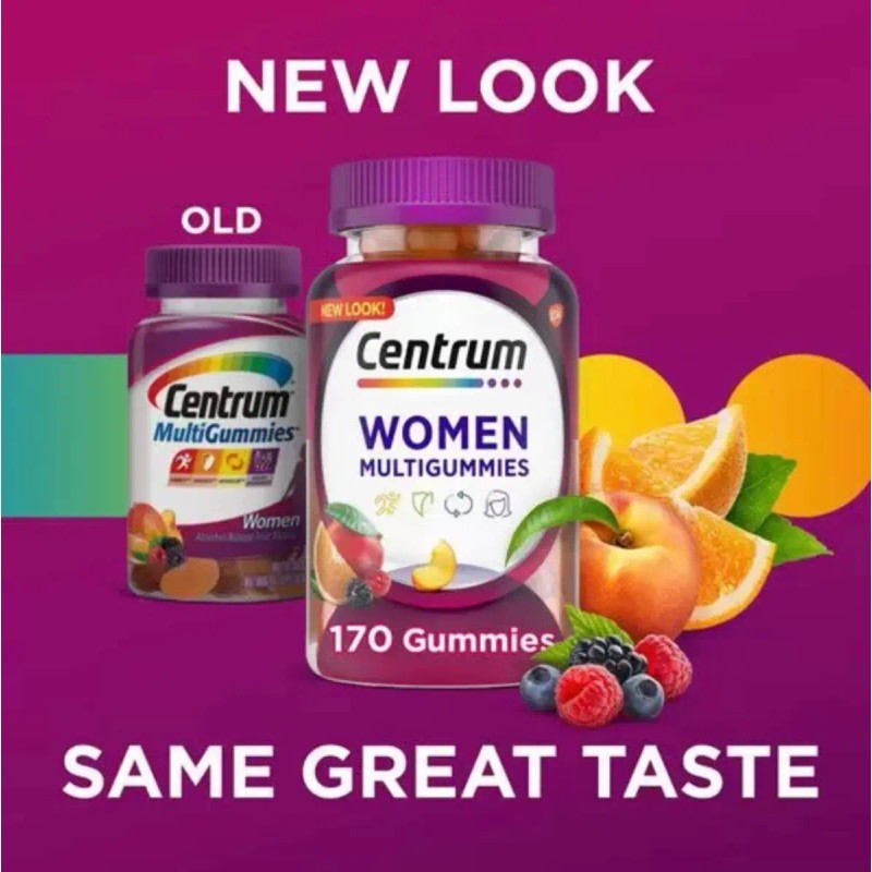 Centrum Mujer Gomitas Multivitamínicas 170 Pzas Vitaminas Esenciales Salud Energía