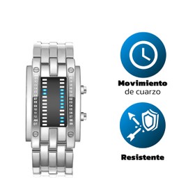 Bluelander Reloj para Hombre LED, Binario, Pantalla Azul, Reloj Digital de Acero Inoxidable, Impermeable 30 Metros, Multifunción, Cómodo con Cierre de Broche Mariposa, Iluminación de Alta Intensidad