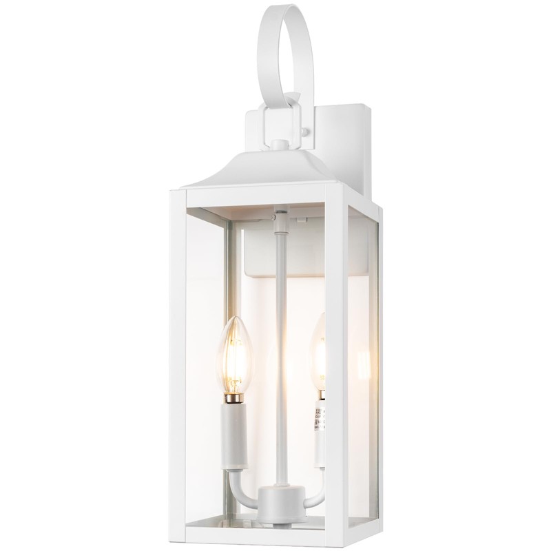 Yolsunes 19" White Outdoor Wall Lantern 2-Light, Large Modern Wall