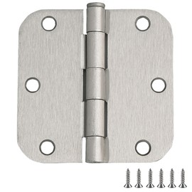 Design House Interior Door Hinges, 3.5 in. x 3.5 in., Rounded, 5/8-in. Radius, Steel, Pre-Lubricated, Door Hardware, Satin Nickel, 10-Pack, 181420