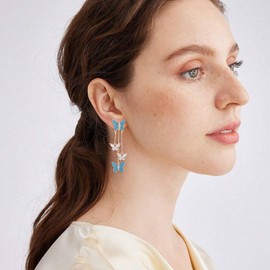 Sparkling Butterfly Ear Cuff for Women No Piercing Clip On Earrings Rhinestone Butterfly Earrings Summer Earrings Purple Earrings for women Ear Wrap Butterfly Jewelry for Wedding