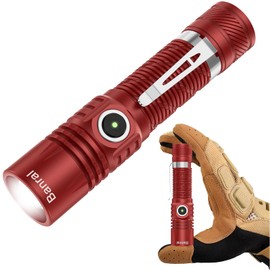 Banral Rechargeable Tactical Flashlights, High Lumens Small Mini USB-C LED Flashlight, Compact EDC Flash Light, 4 Modes&Memory Function, Waterproof Pocket Lights for Home,Camping,Emergency (1, Red)