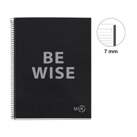 Miquelrius - Be Eco A4 Notebook, 80 Sheets 90 g/m², 7 mm Horizontal Lines, 1 Colour Strip, Hardback Cover, Messages, Charcoal Grey