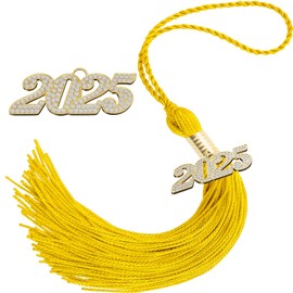 2025 Tassel Graduation 9" Long Charms Diamond Tags Gold Grad Caps Decorations Class of 2025 Tassels Ceremonies Accessories for Kindergarten High School College Bachelor Gown Master Graduate