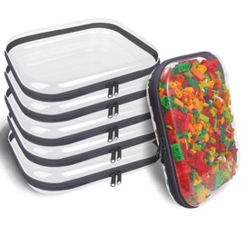 honitty Clear Hard Shell Zipper Case,3PCS Transparent Clear Zipper Pouches,Hard Side Plastic Case Set,Portable Travel Storage Organizer Bins, 6pcs-BK-L